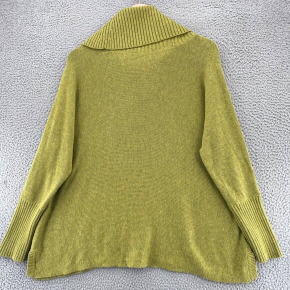 Chicos Sweater Womens 3 US Extra Large Green Marled Ribbed Cowl Neck Pullover - Picture 3 of 10